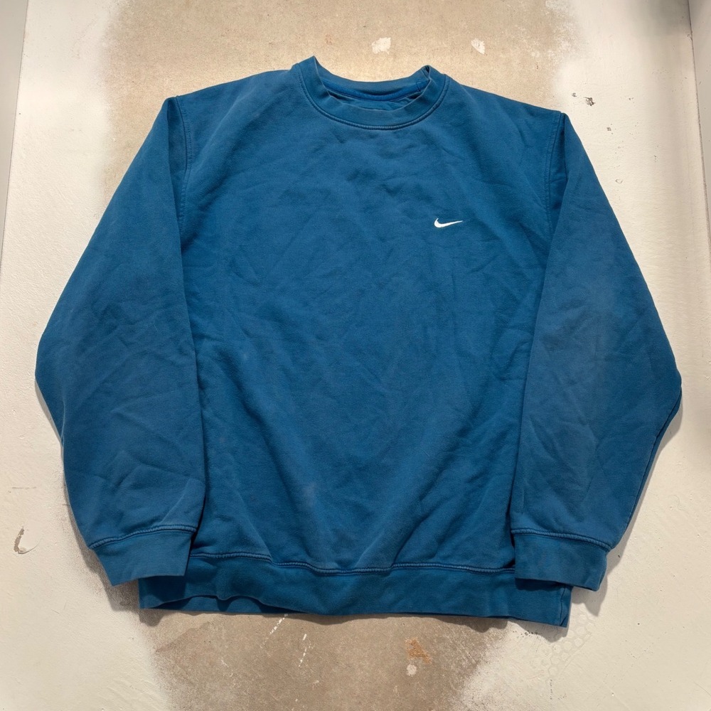 Nike Vintage Crewneck Sweatshirt Blue Embroidered Swoosh Pullover Mens Large
